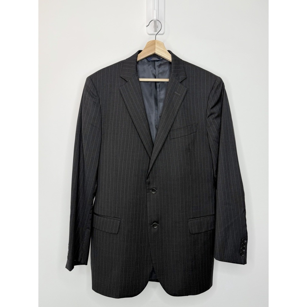 Brooks Brothers 1818 Fitzgerald Blazer Estrato Trabaldo Togna 42L Gray Pinstripe